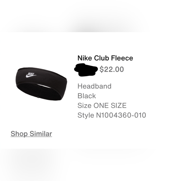 Nike Club Fleece Headband Womens OSFM Black/White Winter Fall Warm Running - Picture 1 of 3